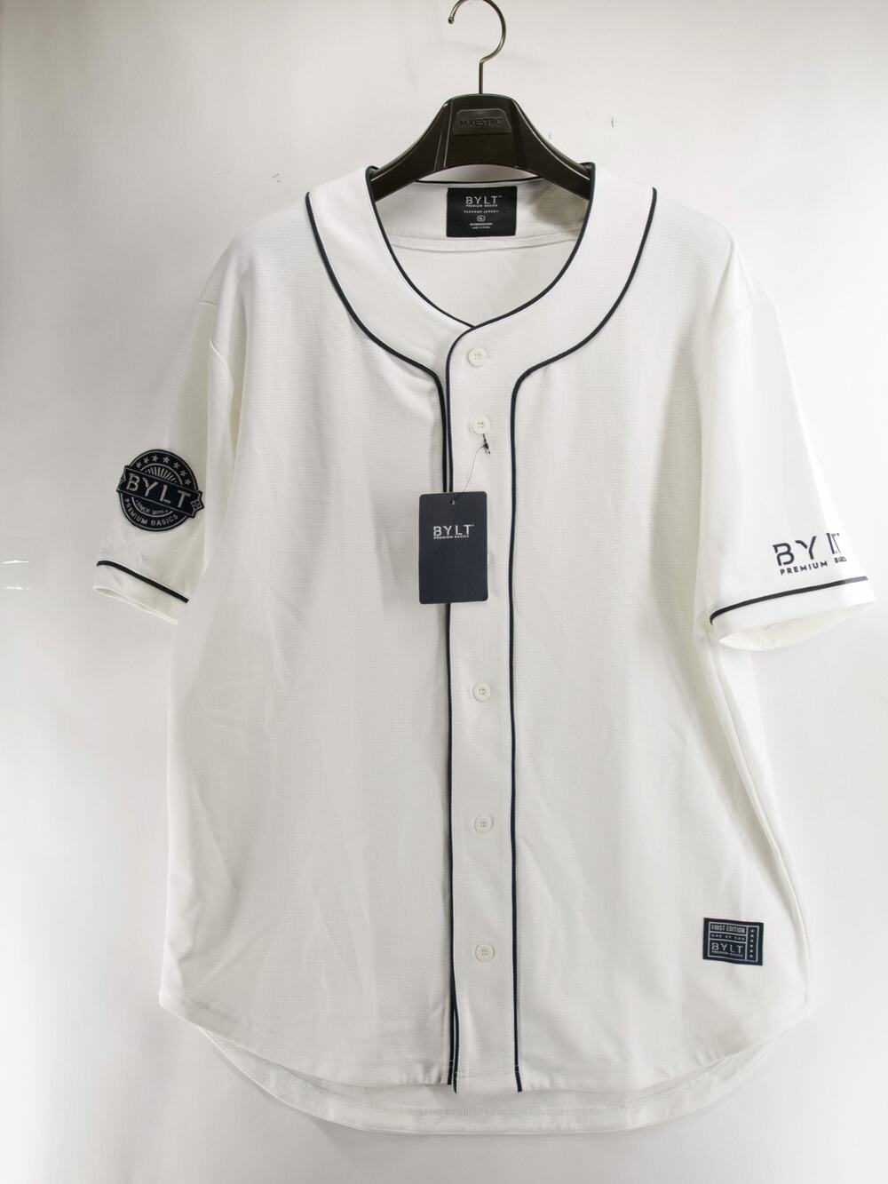 BYLT Premium NWT Basics Cleanup Jersey Mens XL White Baseball Button Up Limited
